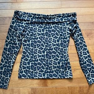 H&M Cheetah Off the Shoulder Long Sleeve Size Small